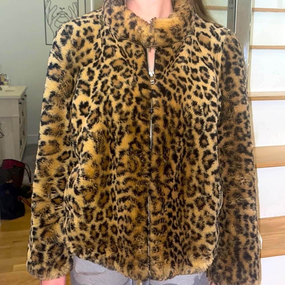 Zara cheetah puffer jacket